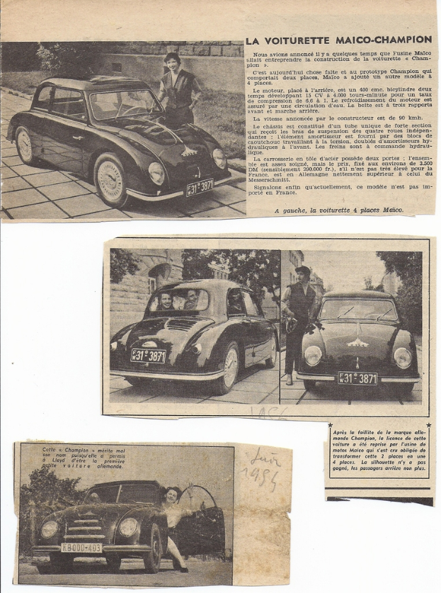 Collage aus Zeitungsausschnitten mit Autos und Text.