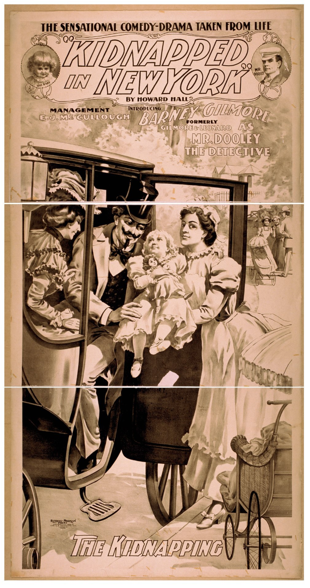 Plakat für "Entführt in New York" zeigt eine Gruppe besorgter Menschen in einem Fahrzeug mit dem Titel über der Spitze und einem ernsten, ged├Ąmpften Farbschema.