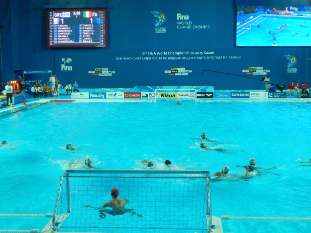 Wasserballspieler bei den 2016 FINA World Championships in Kazan im Pool