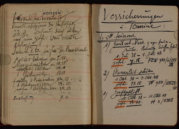 Offenes Buch mit handgeschriebenen Einträgen aus einem deutschen Militärtagebuch aus dem frühen 20. Jahrhundert, enthaltend Text- und numerische Daten.