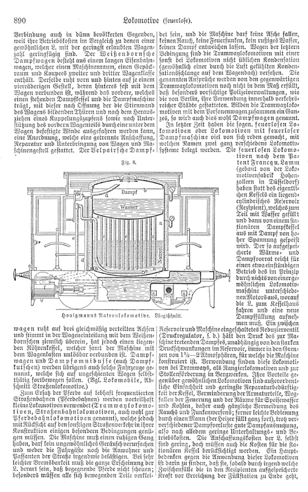 Eine Buchseite mit einer detaillierten Zeichnung eines Automotor mit beschrifteten Komponenten, betitelt "Deutsches Patent 890,000,000 - Schematics of the Engine".