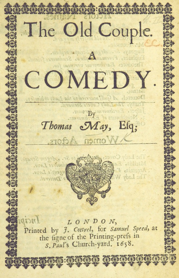 Buchumschlag mit der Aufschrift "The Old Couple: A Comedy" und einem Logo.