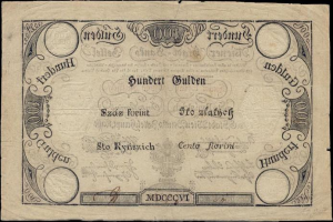 Deutscher 100-Pfennig-Banknote mit einem Mann auf schwarzem Hintergrund