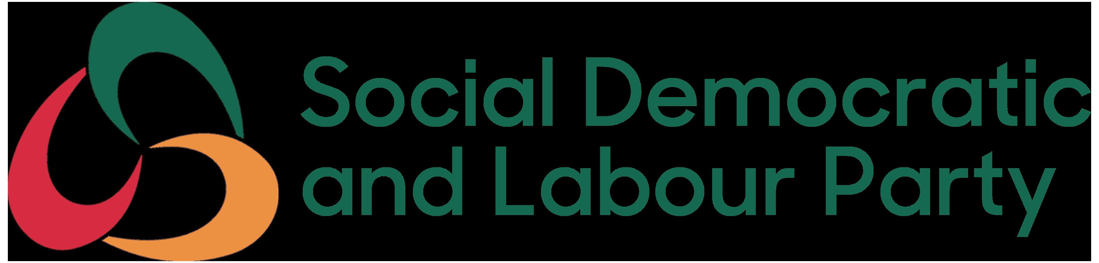 Weißer Hintergrund mit zentralem fetten schwarzen Text, der 'Sozialdemokratische Partei Deutschlands' enthält, eingerahmt von einem dünnen schwarzen Rand, unter Verwendung einer modernen, professionellen Schriftart.