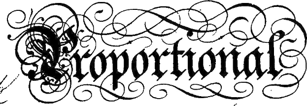 Schwarze und weiße kalligraphische Zeichnung des Wortes "Konzern" umgeben von komplexen Schwüngen und Verzierungen.