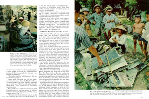 Ein Artikel mit Bildern von Menschen, Bäumen, Stiefeln, Gras, Höten und verschiedenen Gegenständen.